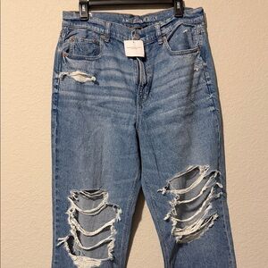 American Eagle Outfitters Women's Ripped Light Blue Boyfriend Jeans